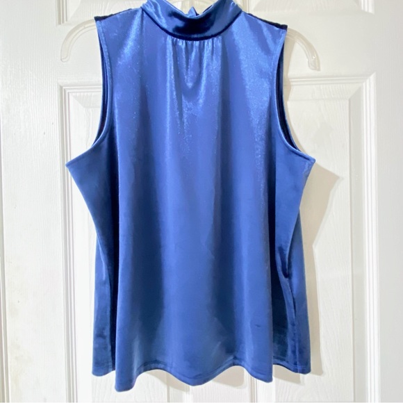 Banana Republic Azure Velvet Sleeveless Mock Neck With Tie Back Sz M NWOT🔷 - Picture 3 of 13